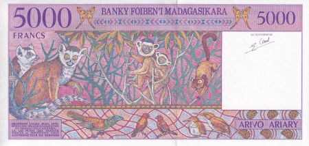 Madagascar 5000 Francs - Agriculture - Animaux - ND (1995) - Série B - P.78b