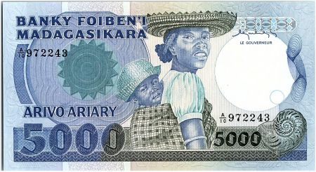 Madagascar 5000 Francs Femme et enfant - 1983