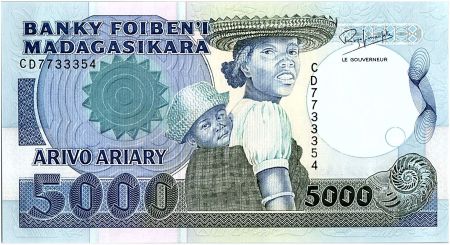 Madagascar 5000 Francs Femme et enfant - 1994