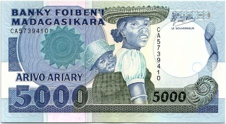 Madagascar 5000 Francs Femme et enfant