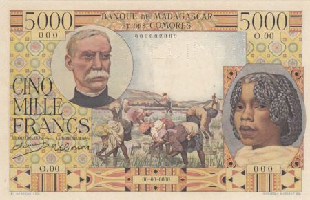 Madagascar 5000 Francs Galliéni - Spécimen - 1950