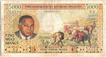 Madagascar 5000 Francs Pdt P. Tsiranana - 1966