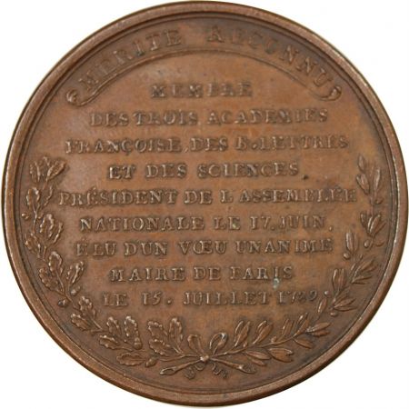 MAIRE DE PARIS  BAILLY - MEDAILLE BRONZE 1789 - DUVIVIER
