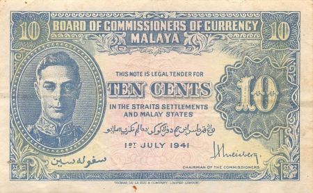 Malaisie MALAISIE - 10 CENTS - 01/07/1941