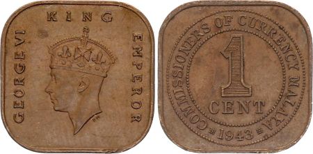 Malaya 1 Cent - George VI - 1943