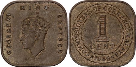 Malaya 1 Cent George V - 1945
