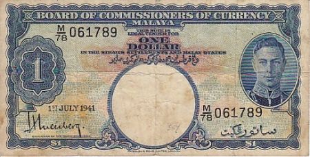 Malaya 1 Dollar George VI - 1941