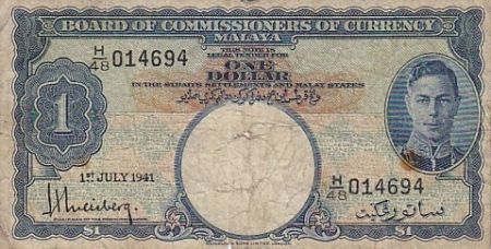 Malaya 1 Dollar George VI