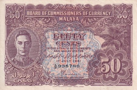 Malaya 50 Cents - George VI - 1941 - Série A.21 - P.10b