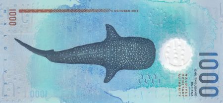 Maldives 1000 Rufiyaa, Tortue - Requin baleine - Polymer 2015