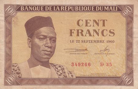 Mali 100 Francs 1960 - Président Modibo Keita, troupeau de vache - D.35