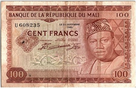 Mali 100 Francs Pdt M. Keita, engins - Pirogues - 1960