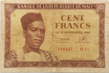 Mali 100 Francs Pdt Mobido Keita - Vaches - 1960 - TB
