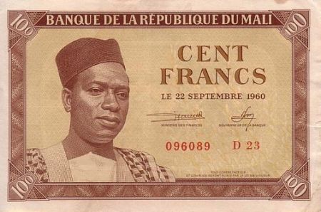 Mali 100 Francs Pdt Mobido Keita - Vaches - 1960