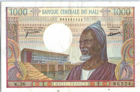 Mali 1000 Francs Vieil Homme - Village - 1970