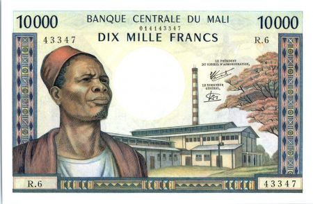 Mali 10000 francs  Vieil homme, usine - Femme - 1973-84 - R 6