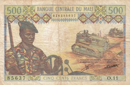 Mali 500 Francs ND - Militaire, tractopelle, bédoins en chameaux