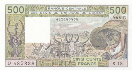 Mali 500 Francs zébus 1988 - Mali - Série S.18