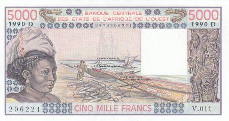Mali 5000 Francs femme 1990- Mali - Série V.011