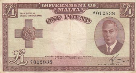 Malte 1 Pound L.1949 - George VI - A/1 012838