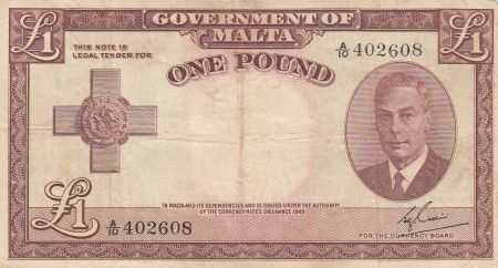 Malte 1 Pound L.1949 - George VI - A/10 402608