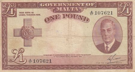 Malte 1 Pound L.1949 - George VI - A/17 107621