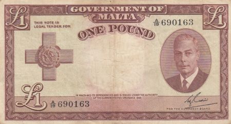Malte 1 Pound L.1949 - George VI - A/19 690163