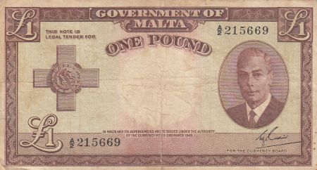 Malte 1 Pound L.1949 - George VI - A/2 215669