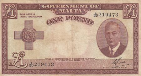 Malte 1 Pound L.1949 - George VI - A/20 219473
