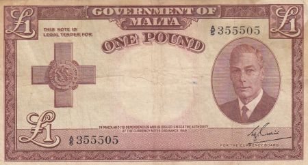Malte 1 Pound L.1949 - George VI - A/5 355505