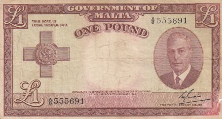 Malte 1 Pound L.1949 - George VI - A/6 555691