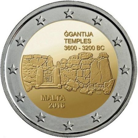 Malte 2 Euro Malte 2 euros - GGANTIJA TEMPLES 3600-3200 BC - 2016