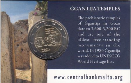 Malte 2 Euro Malte 2 euros - GGANTIJA TEMPLES 3600-3200 BC - COINCARD - 2016