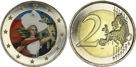 Malte 2 Euros - indépendance - Colorisée - 2014
