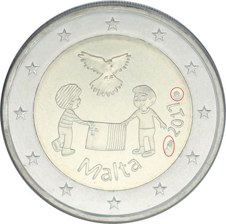 Malte 2 Euros Commémo. BU MALTE 2017 - La Paix (AVEC DIFFERENT MONNAIE DE PARIS)