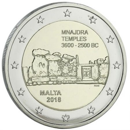 Malte 2 Euros Commémo. BU MALTE 2018 - Temple de Mnajdra Coincard