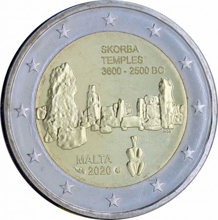 Malte 2 Euros Commémo. Coincard BU MALTE 2020 - Temple de Skorba