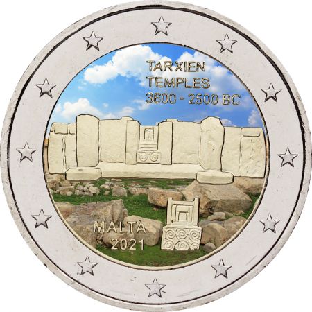 Malte 2 Euros Commémo. COULEUR MALTE 2021 - Temple de Tarxien