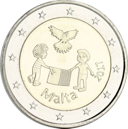 Malte 2 Euros Commémo. MALTE 2017 - La Paix