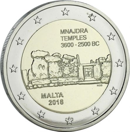Malte 2 Euros Commémo. MALTE 2018 - Temple de Mnajdra (BU avec différent F)