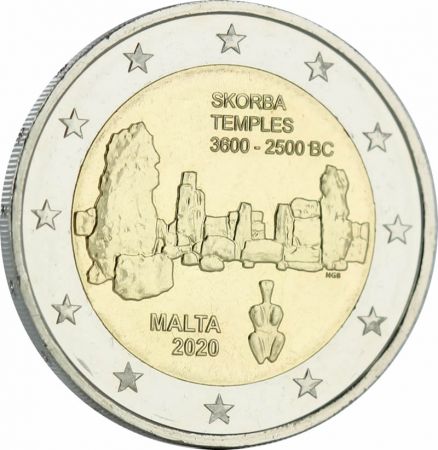 Malte 2 Euros Commémo. MALTE 2020 UNC - Temple de Skorba