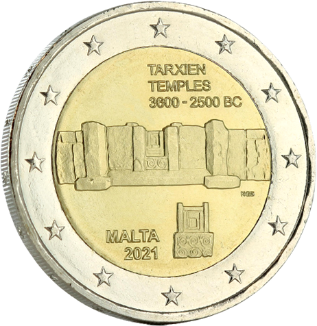 Malte 2 Euros Commmo. MALTE 2021 - Temple de Tarxien