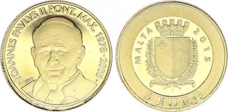 Malte 5 Euro Jean-Paul II - Or - 2015 - sans boite ni certificat