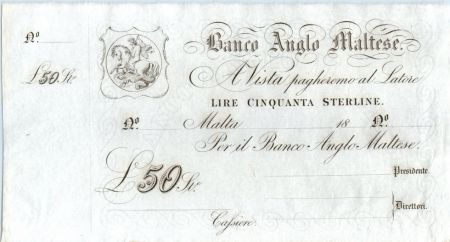Malte 50 Pounds Banco Anglo Malteses - 18xx - SPL