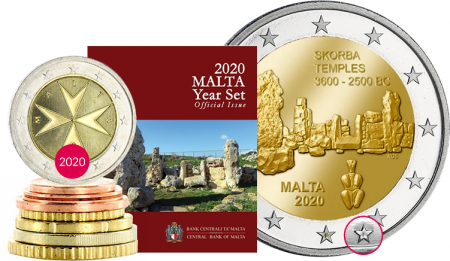Malte Coffret BU Euro MALTE 2020 - TEMPLE DE SKORBA (BU AVEC DIFFÉRENT F)