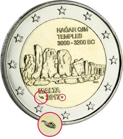 Malte Hagar Qim - 2 Euros Commémo. 2017 - (Coincard- marque Monnaie de Paris)