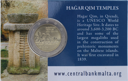 Malte Hagar Qim - 2 Euros Commémo. 2017 - (Coincard- marque Monnaie de Paris)