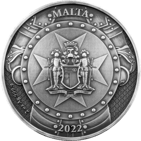 Malte Pièce Malte Siège de Malte de 1565 - 10 euros Argent Antique (2 onces) Malte 2022 - Les Chevaliers du Passé