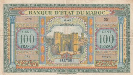 Maroc 100 Francs - Meknes -  1943 - TTB  - Série S275 - P.27