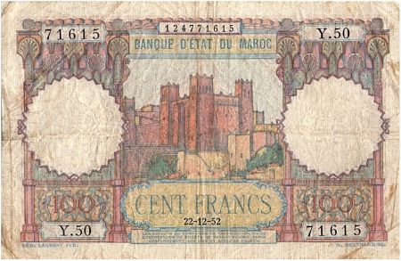 Maroc 100 Francs Forteresse - 1952